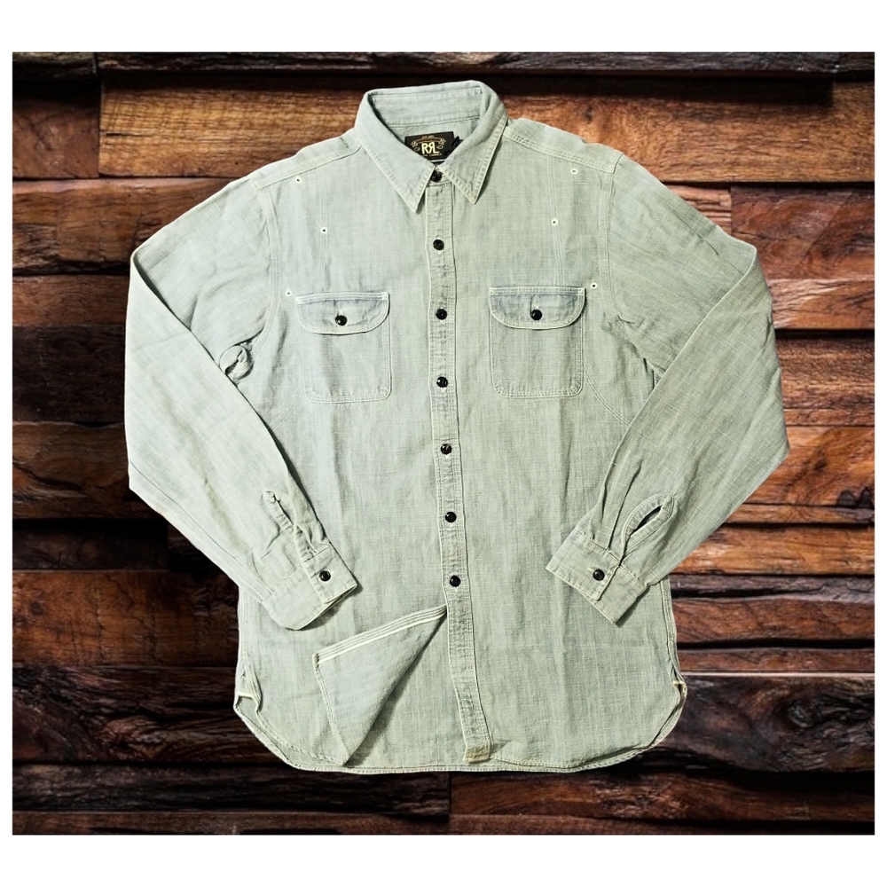 DOUBLE RL RALPH LAUREN RRL HEMP / COTTON BLEND WORK SHIRT - MEN'S SIZE S…